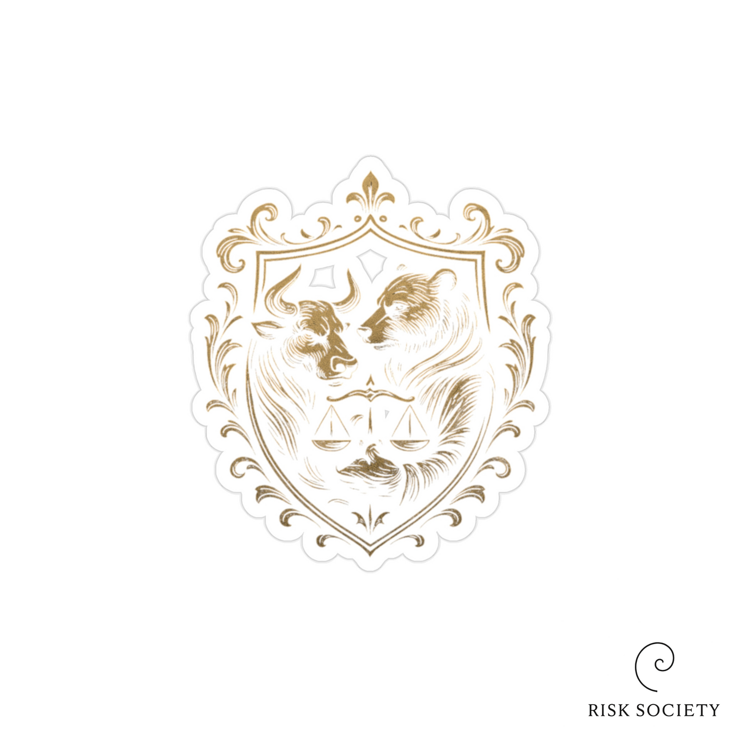 Bull & Bear Crest – Transparent Sticker | Risk Society